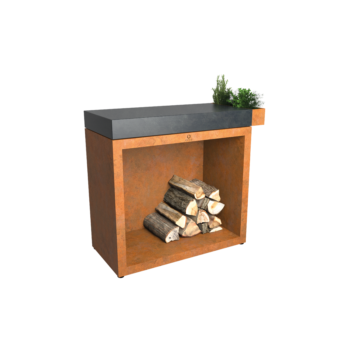 OFYR Butcher Block Storage 90 Corten Ceramic Dark Grey