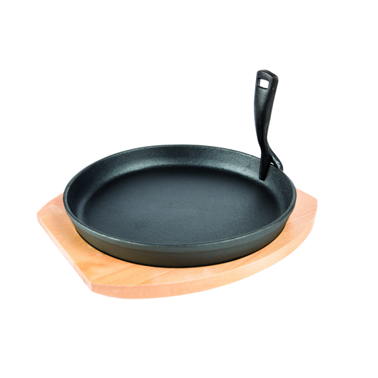 Grill Guru Cast Iron Cooking Plate & Holder