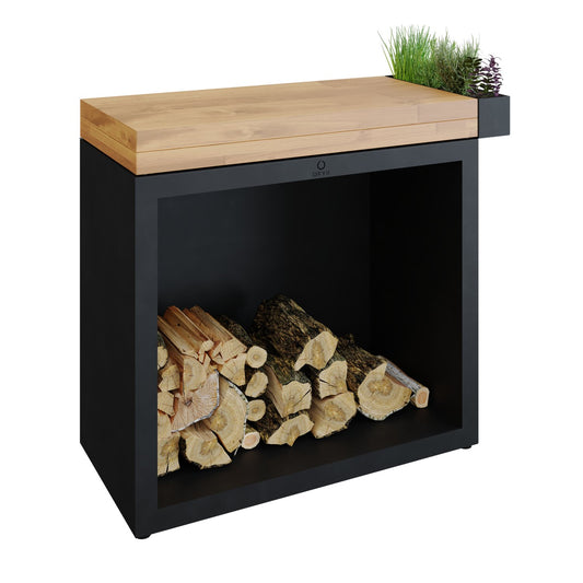 OFYR Butcher Block Storage 90 Black Teak Wood